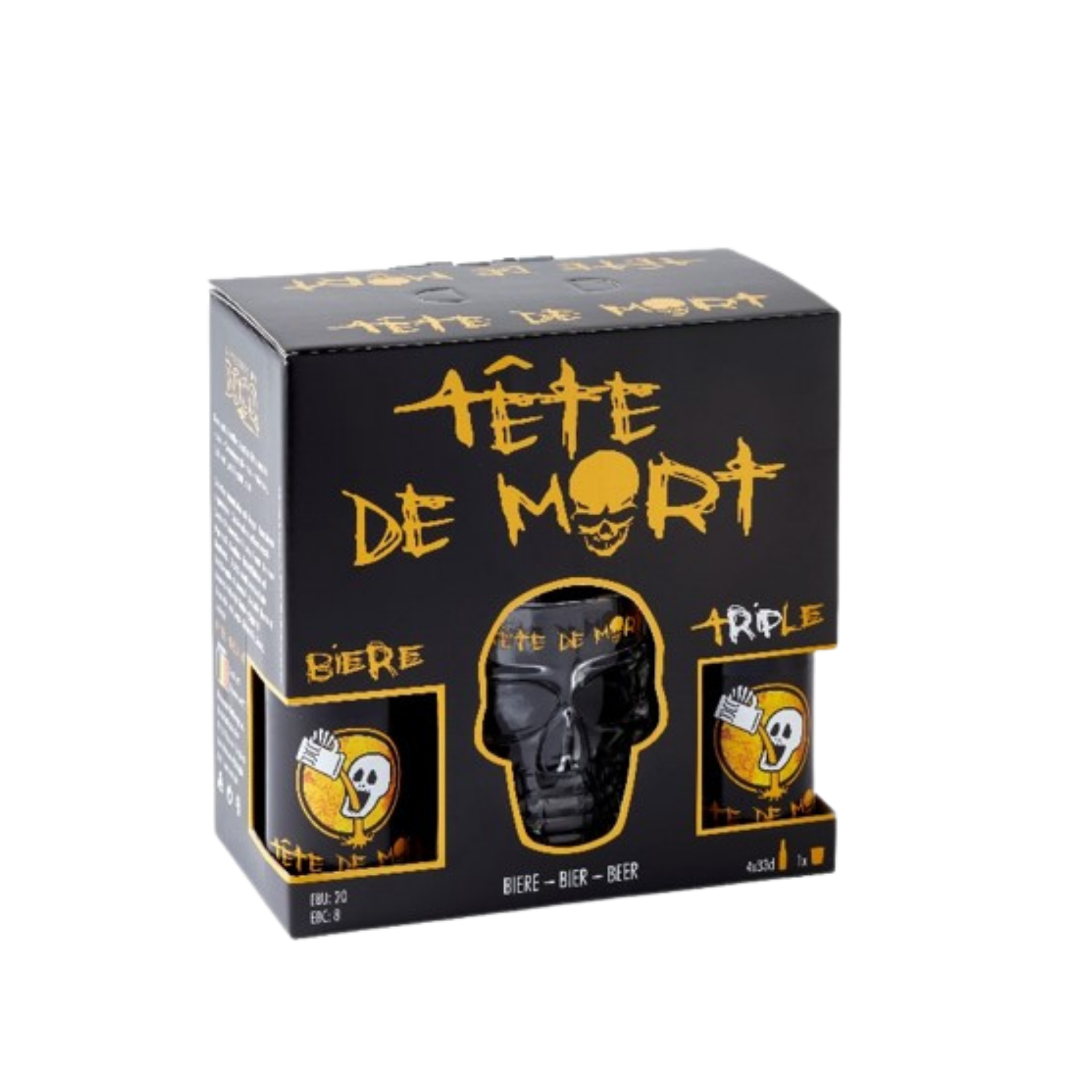 Tete de Mort Triple 4*0,33L+pohár ajándékcsomag Tete de Mort Triple 4*0,33L+pohár ajándékcsomag
