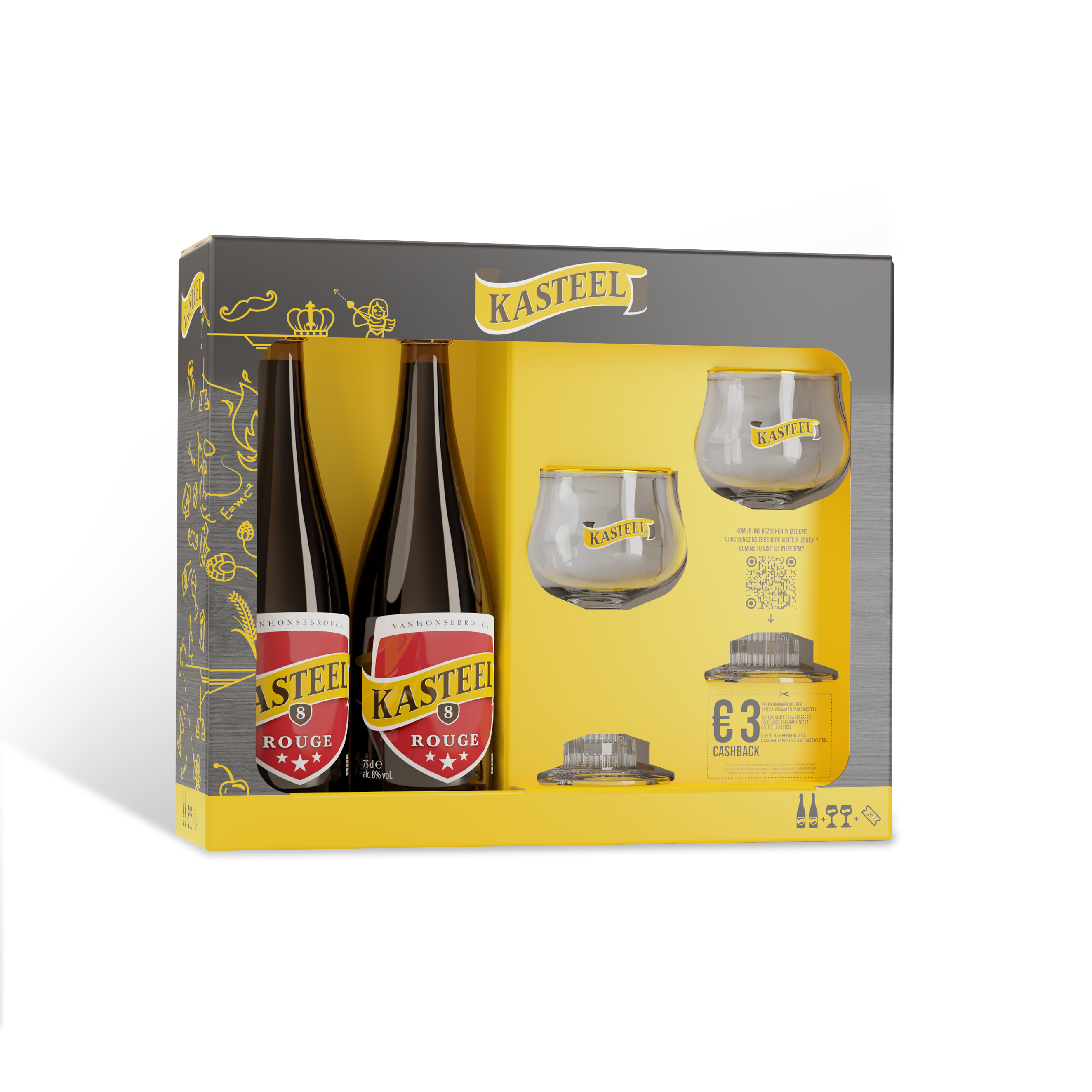 Kasteel Rouge 2*0,75L+2 pohár ajándékcsomag Kasteel Rouge 2*0,75L+2 pohár ajándékcsomag